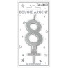 Candela numero 8 metallizzata argento