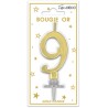 Bougie chiffre 9 métalique or