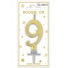 Candela numero 9 metallizzata oro