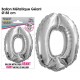 Riesen-Metallic-Ballon Silber, 88cm Zahl 0