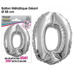 Palloncino gigante metallico Argento, 88cm Numero 0
