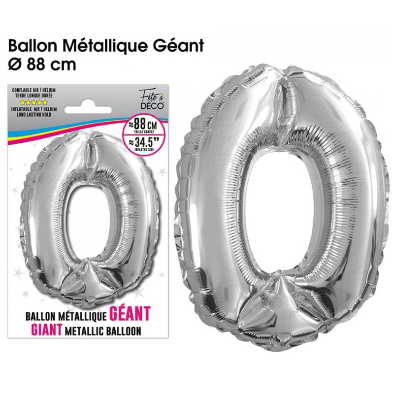 Palloncino gigante metallico Argento, 88cm Numero 0