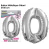Ballon géant métallique Argent, 88cm Chiffre 0