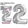 Ballon géant métallique Argent Chiffre 2
