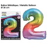 Ballon Métallique Multicolore 36cm chiffre 2