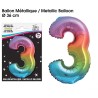 Ballon Métallique Multicolore 36cm chiffre 3