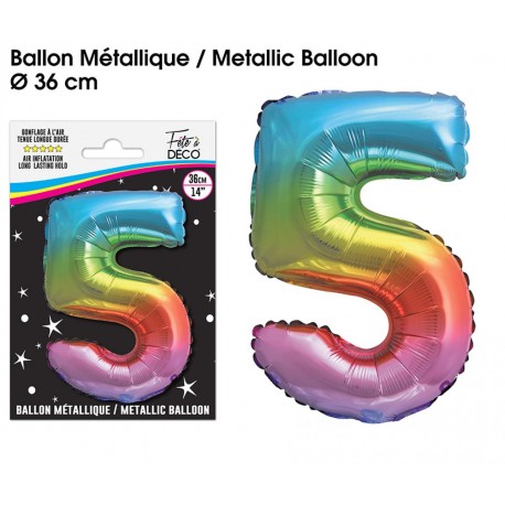 Metallic-Ballon 36cm Mehrfarbig Zahl 5