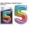 Palloncino metallizzato multicolore 36cm numero 5