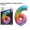 Palloncino metallizzato multicolore 36cm numero 6