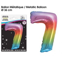 Ballon Métallique Multicolore 36cm chiffre 7