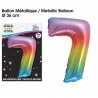 Palloncino metallizzato multicolore 36cm numero 7