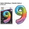 Ballon Métallique Multicolore 36cm chiffre 9