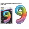 Palloncino metallizzato multicolore 36cm numero 9
