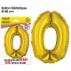 Ballon Géant Métallique Or, 88cm chiffre 0