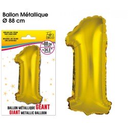 Palloncino gigante color oro metallizzato, 88 cm, numero 1