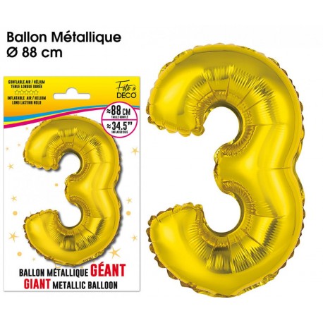Riesiger Metallic-Goldballon, 88 cm, Nummer 3