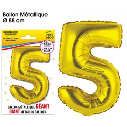 Riesiger Metallic-Goldballon, 88 cm, Nummer 5