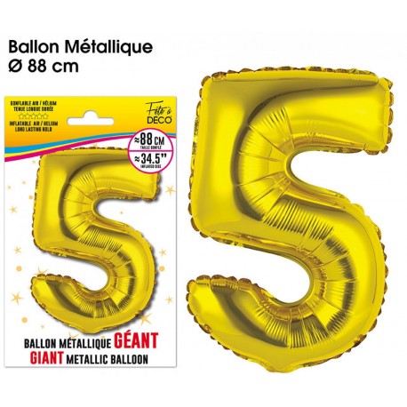 Riesiger Metallic-Goldballon, 88 cm, Nummer 5
