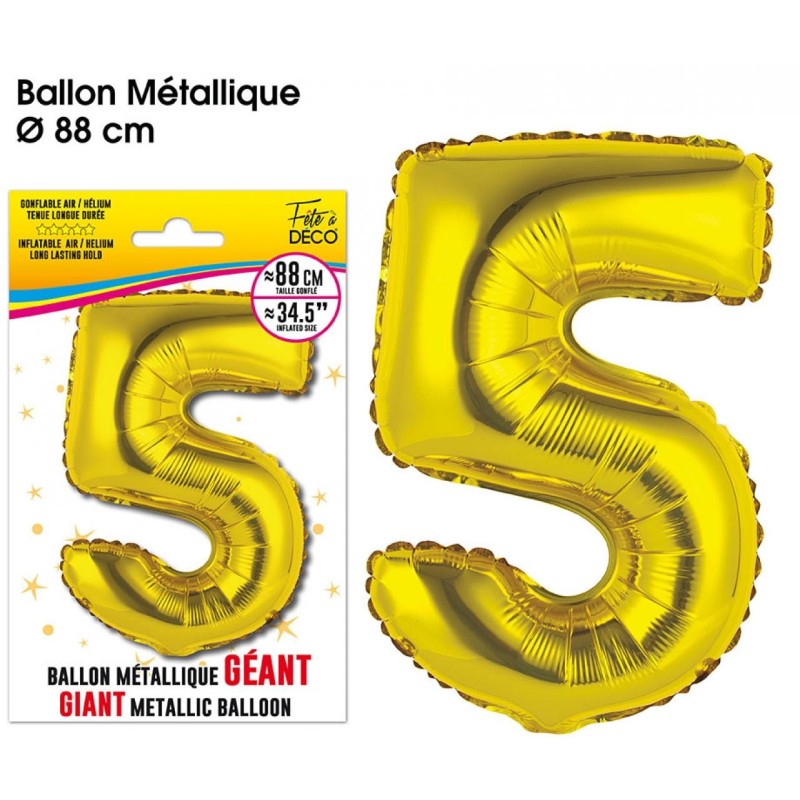 Riesiger Metallic-Goldballon, 88 cm, Nummer 5