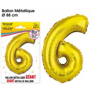 Riesiger Metallic-Goldballon, 88 cm, Nummer 6