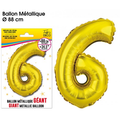 Riesiger Metallic-Goldballon, 88 cm, Nummer 6