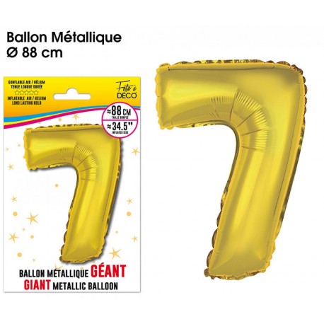 Riesiger Metallic-Goldballon, 88 cm, Nummer 7