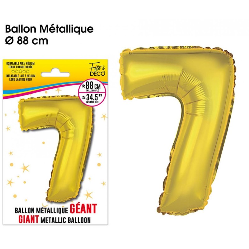 Riesiger Metallic-Goldballon, 88 cm, Nummer 7