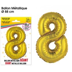 Ballon Géant Métallique Or, 88cm chiffre 8