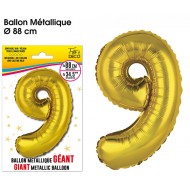 Riesiger Metallic-Goldballon, 88 cm, Nummer 9