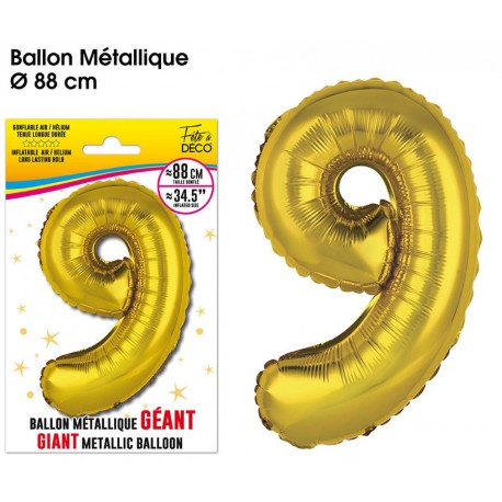 Riesiger Metallic-Goldballon, 88 cm, Nummer 9
