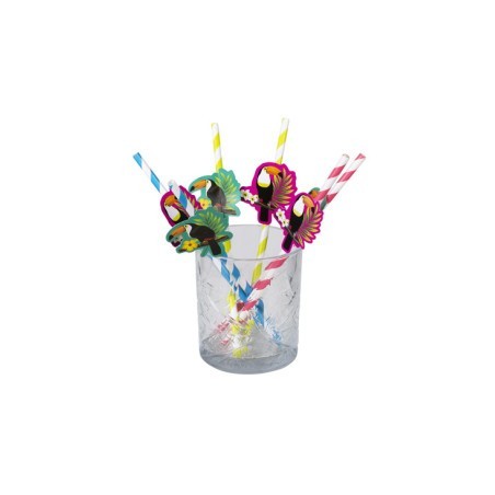 Set di 6 cannucce di carta a forma di tucano, 20 cm
