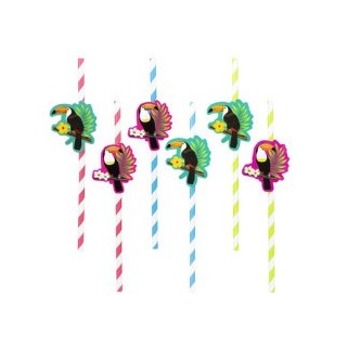 Set 6 Pailles en papier Toucan, 20cm