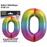Palloncino gigante multicolore metallizzato, 88 cm, numero 0