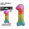Ballon Géant Métallique multicolore, 88cm chiffre 1
