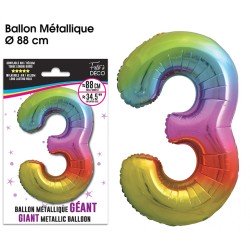 Riesiger Metallic-Ballon in mehreren Farben, 88 cm, Nummer 3