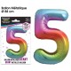 Ballon Géant Métallique multicolore, 88cm chiffre 5