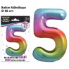 Ballon Géant Métallique multicolore, 88cm chiffre 5