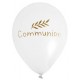 6 Ballons communion fond blanc imprimé doré 