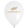 6 Ballons communion fond blanc imprimé doré 