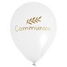 6 Ballons communion fond blanc imprimé doré 