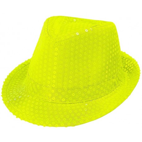 Chapeau à sequins jaune fluo