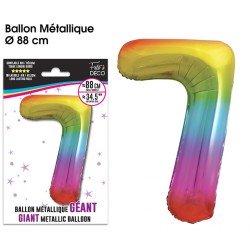 Palloncino gigante multicolore metallizzato, 88 cm, numero 7