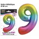 Ballon Géant Métallique Multicolore, 88cm chiffre 9