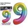 Ballon Géant Métallique Multicolore, 88cm chiffre 9