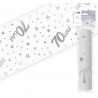 Chemin de table " 70 ans" argenté 28 cm x 5 mètres, organza 