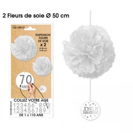2 Seidenblumen zum Aufhängen in allen Altersstufen, weiß