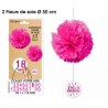 2 Suspensions Fleurs de soie tous âges, fuchsia