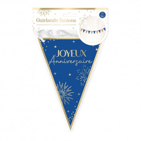 Guirlande fanions party bleu, 3m