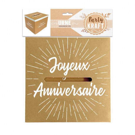 Urne en carton kraft "Joyeux anniversaire"