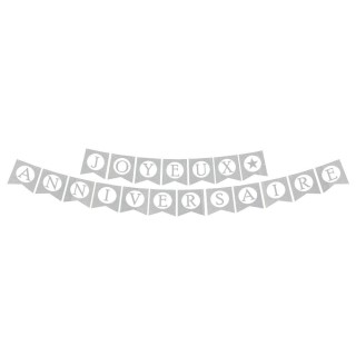 Guirlande fanions "Joyeux Anniversaire" Argent, 5m